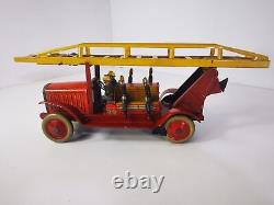 Camion de Pompier Mécanique JEP en Tôle Rare Années 20/30 Fonctionnel