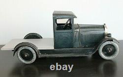 Camion plateau 1930 Citroen C4 original 40 cm jouet mécanique ancien en tole