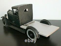 Camion plateau 1930 Citroen C4 original 43cm jouet mécanique ancien en tole