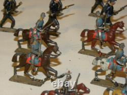 Cavalier & Soldat De Plomb Demi Ronde Bosse Toy Soldier Cbg Mignot Lucotte Heyde