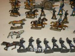 Cavalier & Soldat De Plomb Demi Ronde Bosse Toy Soldier Cbg Mignot Lucotte Heyde