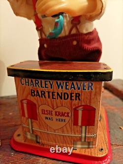Charley Weaver, Bartender, Ancien Jouet à batterie de 1962 avec sa boîte