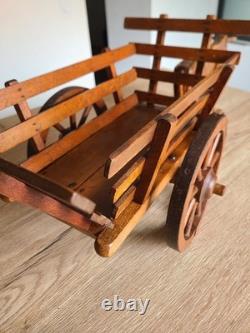 Charrette à bouf artisanale en bois 80 cm Objet décoratif rustique