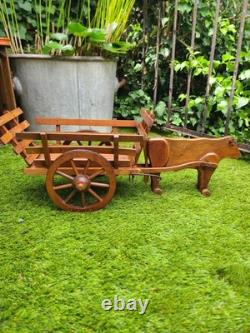 Charrette à bouf artisanale en bois 80 cm Objet décoratif rustique
