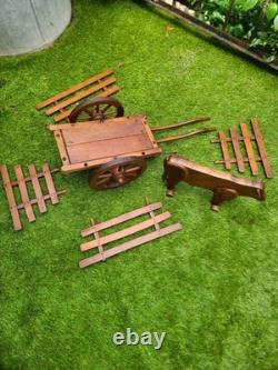 Charrette à bouf artisanale en bois 80 cm Objet décoratif rustique