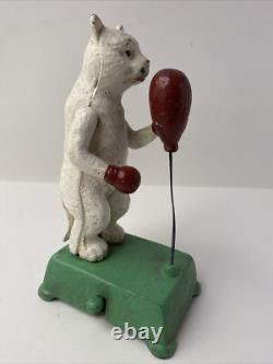 Chat Automate manuel en fonte statue boxeur 20 cm Jouet Déco