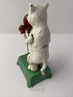 Chat Automate manuel en fonte statue boxeur 20 cm Jouet Déco
