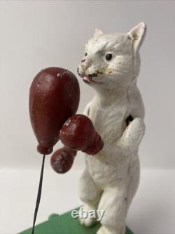Chat Automate manuel en fonte statue boxeur 20 cm Jouet Déco