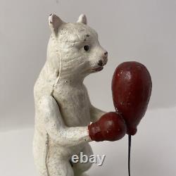 Chat Automate manuel en fonte statue boxeur 20 cm Jouet Déco