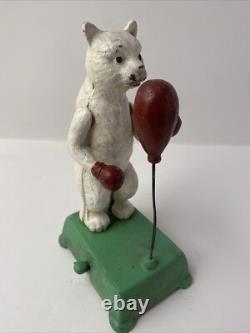 Chat Automate manuel en fonte statue boxeur 20 cm Jouet Déco