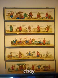 Cinq plaques lanterne magique Chine 19 ième siècle