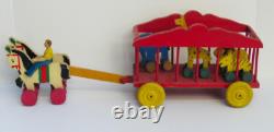 Cirque Jouet En Bois Ancien, Animaux Du Cirque, Caravane, Old Circus Toy