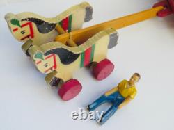 Cirque Jouet En Bois Ancien, Animaux Du Cirque, Caravane, Old Circus Toy