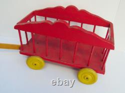 Cirque Jouet En Bois Ancien, Animaux Du Cirque, Caravane, Old Circus Toy
