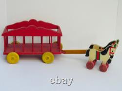 Cirque Jouet En Bois Ancien, Animaux Du Cirque, Caravane, Old Circus Toy