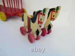 Cirque Jouet En Bois Ancien, Animaux Du Cirque, Caravane, Old Circus Toy