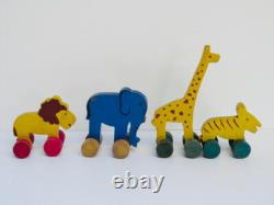 Cirque Jouet En Bois Ancien, Animaux Du Cirque, Caravane, Old Circus Toy