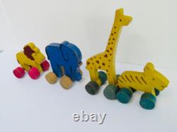 Cirque Jouet En Bois Ancien, Animaux Du Cirque, Caravane, Old Circus Toy