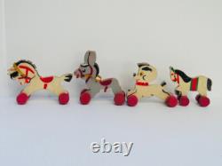 Cirque Jouet En Bois Ancien, Animaux Du Cirque, Caravane, Old Circus Toy