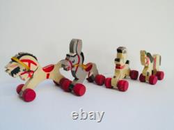 Cirque Jouet En Bois Ancien, Animaux Du Cirque, Caravane, Old Circus Toy