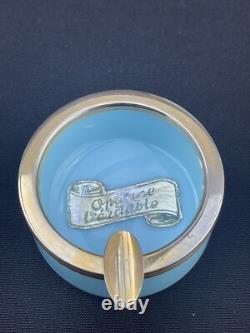 Coffret Ancien de 2 Jeux de Cartes Grimaud et 4 Cendriers Opaline Bleue Vertadec