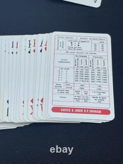 Coffret Ancien de 2 Jeux de Cartes Grimaud et 4 Cendriers Opaline Bleue Vertadec