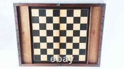 Coffret échiquier XIXe siècle, taille XL + échecs style Régence, roi 82mm