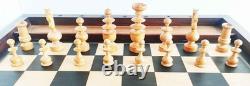 Coffret échiquier XIXe siècle, taille XL + échecs style Régence, roi 82mm