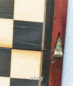 Coffret échiquier XIXe siècle, taille XL + échecs style Régence, roi 82mm