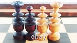 Coffret échiquier XIXe siècle, taille XL + échecs style Régence, roi 82mm
