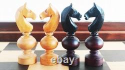 Coffret échiquier XIXe siècle, taille XL + échecs style Régence, roi 82mm