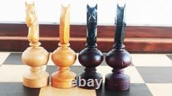 Coffret échiquier XIXe siècle, taille XL + échecs style Régence, roi 82mm