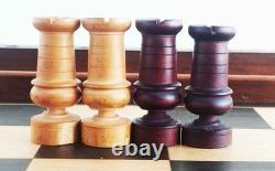 Coffret échiquier XIXe siècle, taille XL + échecs style Régence, roi 82mm