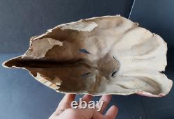 Coq Masque Ancien Adulte Téte Entiére Carton Peint circa 1900 Rooster