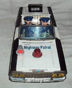 DAIYA Batterie Fonctionne Police Patrouille Fer Blanc Jouet 1970s Ancien Voiture