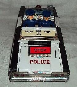 DAIYA Batterie Fonctionne Police Patrouille Fer Blanc Jouet 1970s Ancien Voiture