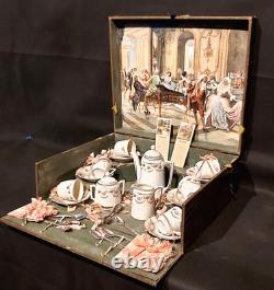 DINETTE ANCIENNE en porcelaine Mon gouter Dans son coffret Complet 1900
