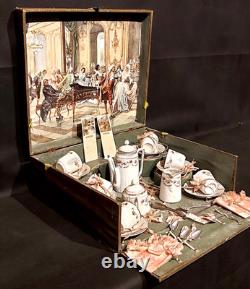 DINETTE ANCIENNE en porcelaine Mon gouter Dans son coffret Complet 1900