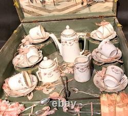 DINETTE ANCIENNE en porcelaine Mon gouter Dans son coffret Complet 1900