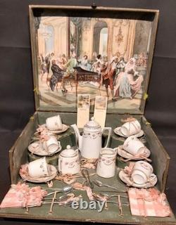 DINETTE ANCIENNE en porcelaine Mon gouter Dans son coffret Complet 1900