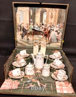 DINETTE ANCIENNE en porcelaine Mon gouter Dans son coffret Complet 1900