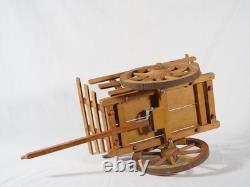 Dejou charrette avec paire de chevaux en bois longueur de 78 cm