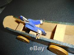 ETMA ETIENNE et MANDONNAUD Rare jouet en bois 1920 a tirer bateau cij dejou