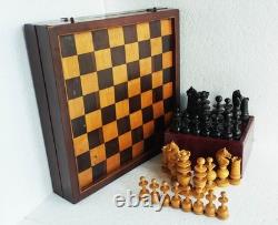 Échecs Régence, Roi 82mm, buis vernis + boite + coffret multijeux / Old Chess