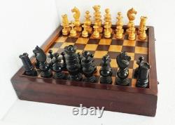 Échecs Régence, Roi 82mm, buis vernis + boite + coffret multijeux / Old Chess