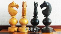 Échecs Régence, Roi 82mm, buis vernis + boite + coffret multijeux / Old Chess