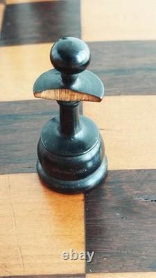 Échecs Régence, Roi 82mm, buis vernis + boite + coffret multijeux / Old Chess