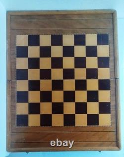 Échecs ancien type Hastings, France, 1900's King 90mm + coffret échiquier/back