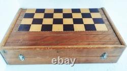 Échecs ancien type Hastings, France, 1900's King 90mm + coffret échiquier/back