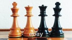 Échecs ancien type Hastings, France, 1900's King 90mm + coffret échiquier/back